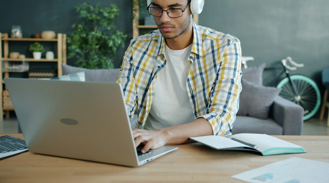 person taking online course