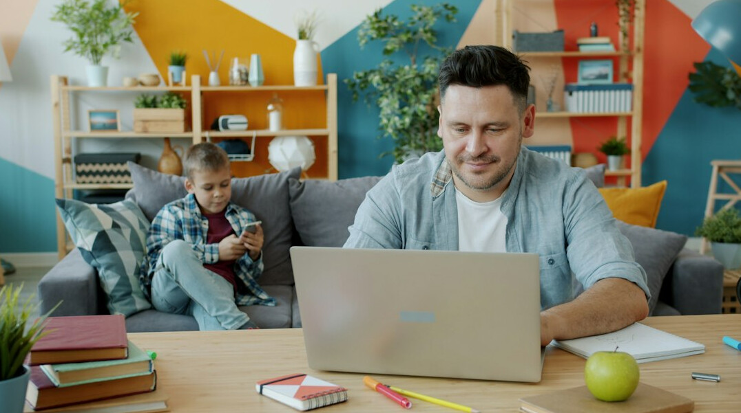 person taking online course at home